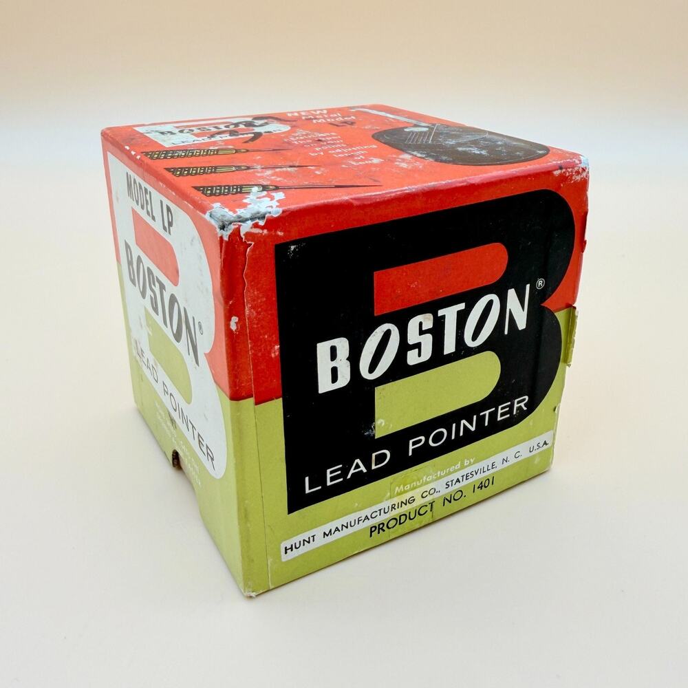 Vintage Lead Pointer Boston 1401 Drafting Pencil Sharpener Metal USA Box Manual